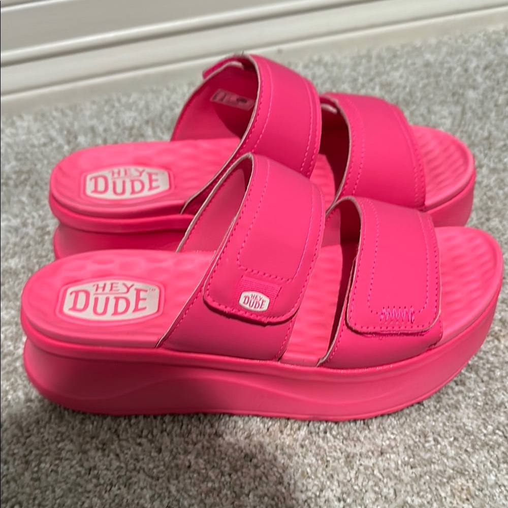 Hey Dude Pink Platform Sandals